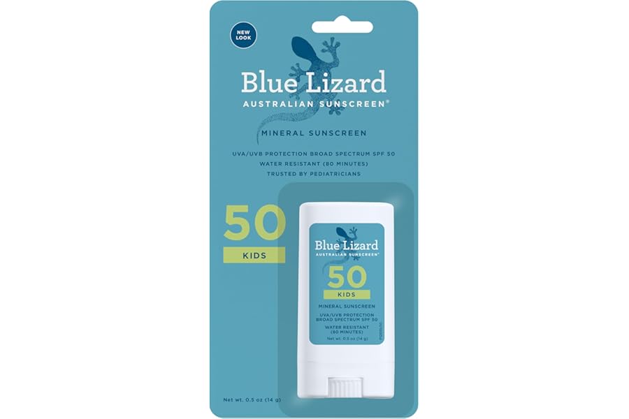 BLUE LIZARD Mineral Sunscreen Stick with Zinc Oxide SPF 50+ Water Resistant UVA/UVB Protection Easy to Apply Fragrance Free, 